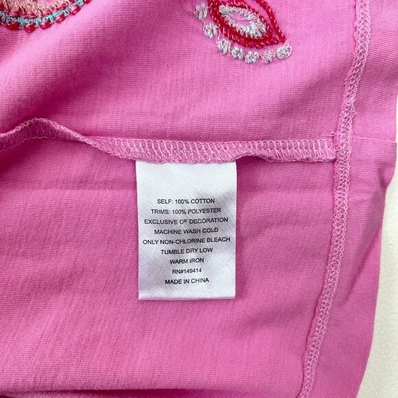 NWOT JOHNNY WAS Freyde Cotton Embroidered Floral Tee 3/4 Sleeves Shirt Size S - Picture 11 of 14